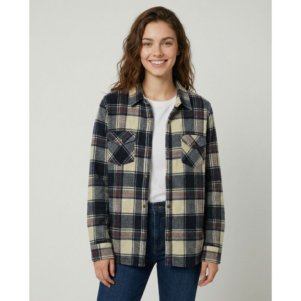 O'Neill Blue and Red Plaid Flannel Shacket